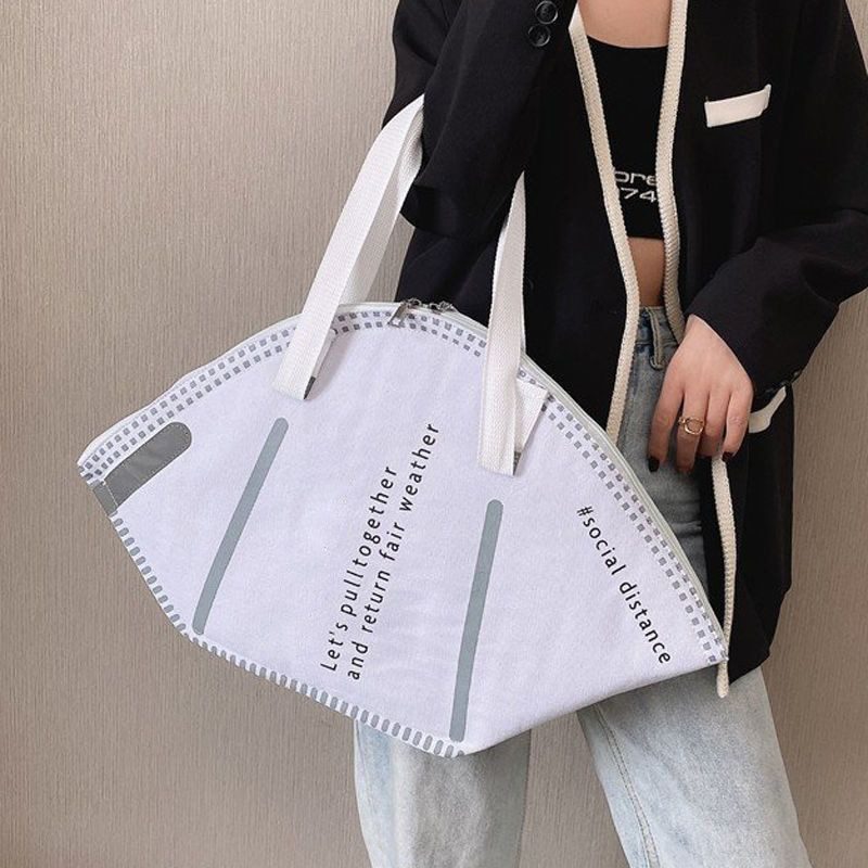 NEW New Fashion Women Large Mask Shopping Bag Canvas Shoulder Bag Home Storage Bag Luxury Handbag Tote Bag