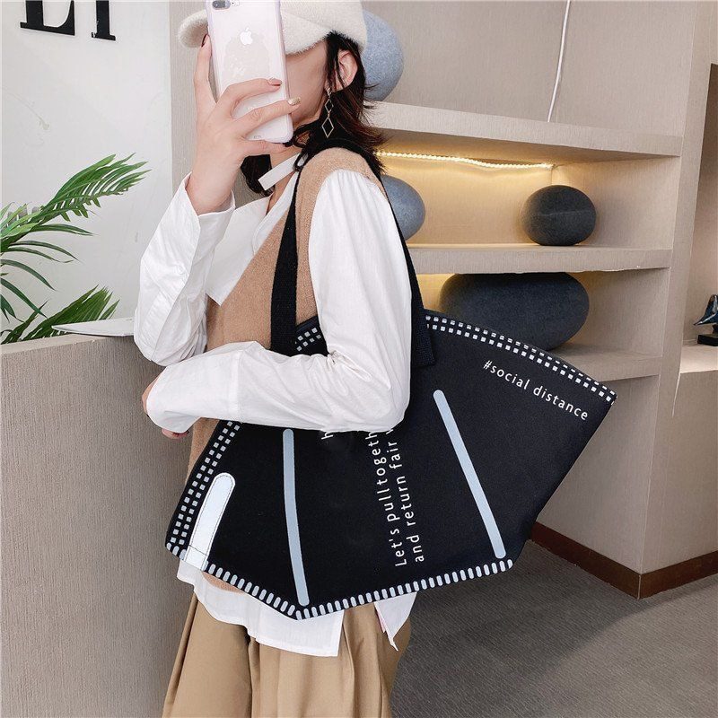 NEW New Fashion Women Large Mask Shopping Bag Canvas Shoulder Bag Home Storage Bag Luxury Handbag Tote Bag