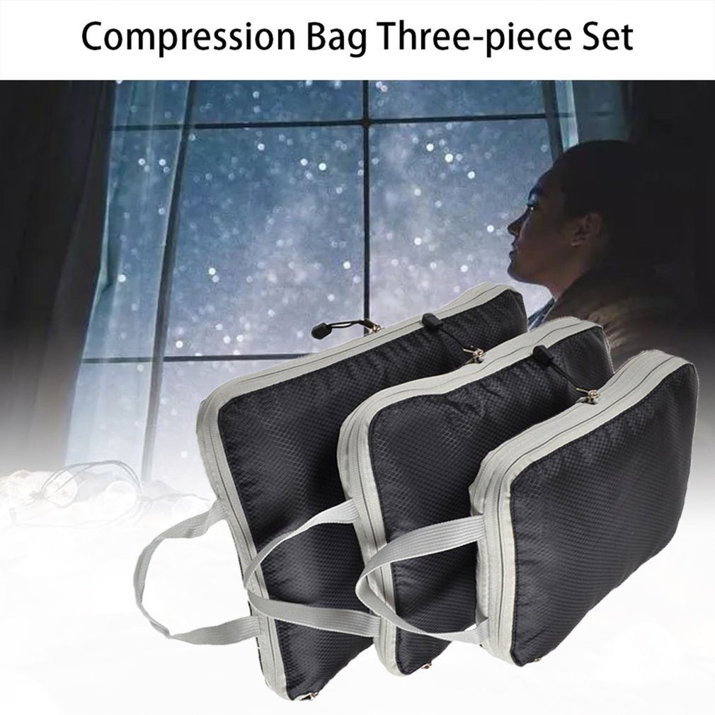 NEW Hot 3pcs/set Compressible Storage Bag Set Compression Packing Cube Travel Luggage Organizer Foldable Travel Bag Organizer