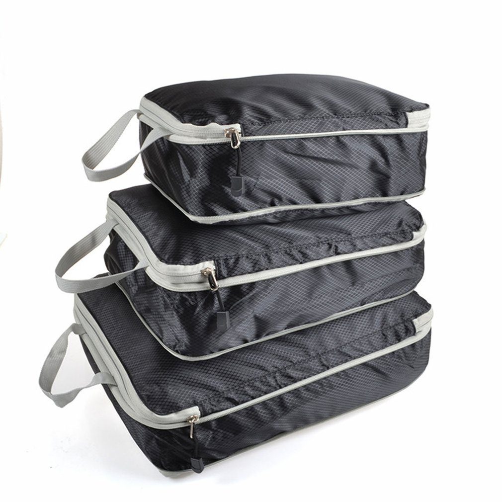 NEW Hot 3pcs/set Compressible Storage Bag Set Compression Packing Cube Travel Luggage Organizer Foldable Travel Bag Organizer