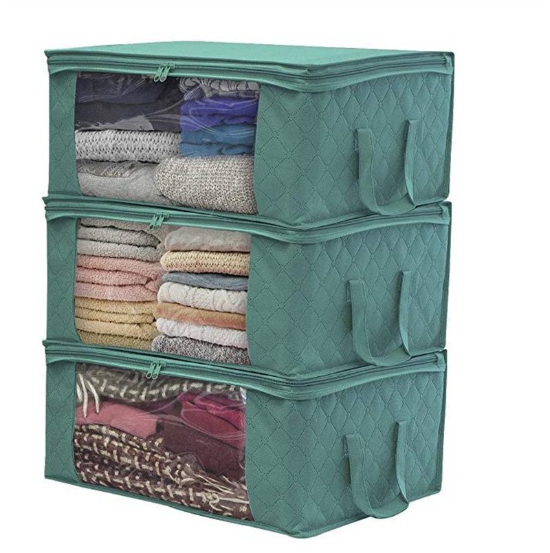 NEW Non-woven Wardrobe Storage Quilted Bag Clothing Finishing Box Dust-proof Folding Box Home Organization Clothes Underbed Hand