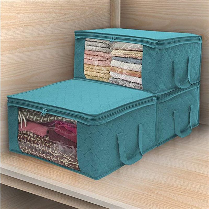 NEW Non-woven Wardrobe Storage Quilted Bag Clothing Finishing Box Dust-proof Folding Box Home Organization Clothes Underbed Hand