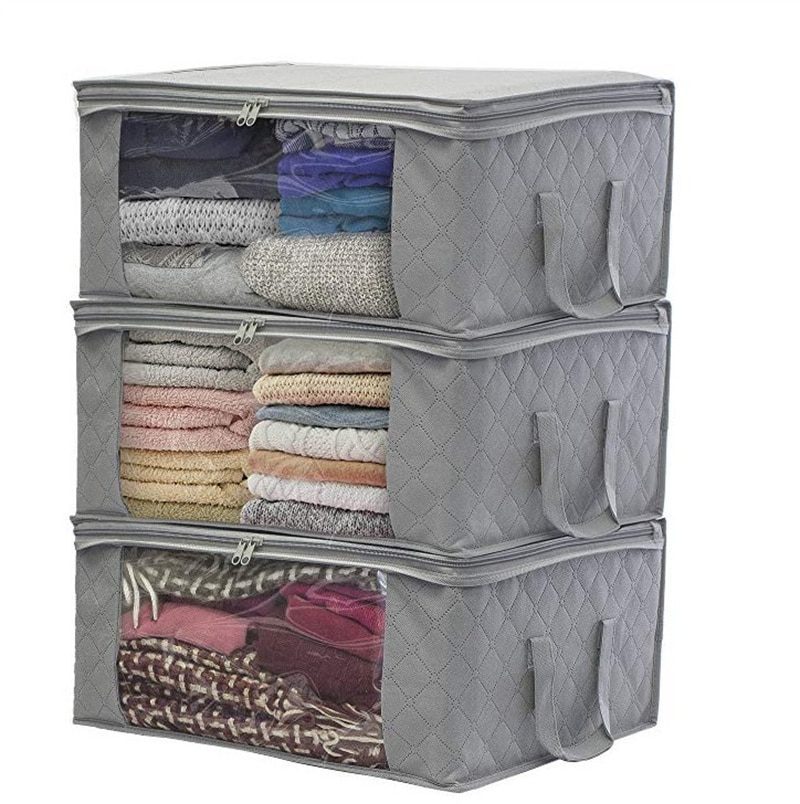 NEW Non-woven Wardrobe Storage Quilted Bag Clothing Finishing Box Dust-proof Folding Box Home Organization Clothes Underbed Hand