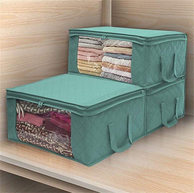 NEW Non-woven Wardrobe Storage Quilted Bag Clothing Finishing Box Dust-proof Folding Box Home Organization Clothes Underbed Hand