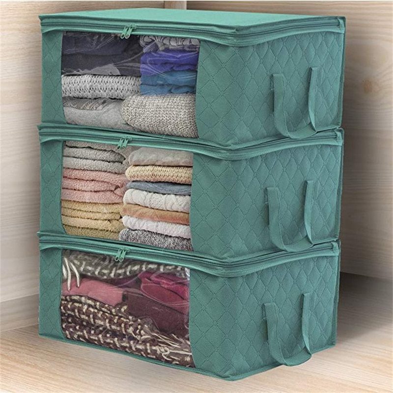 NEW Non-woven Wardrobe Storage Quilted Bag Clothing Finishing Box Dust-proof Folding Box Home Organization Clothes Underbed Hand