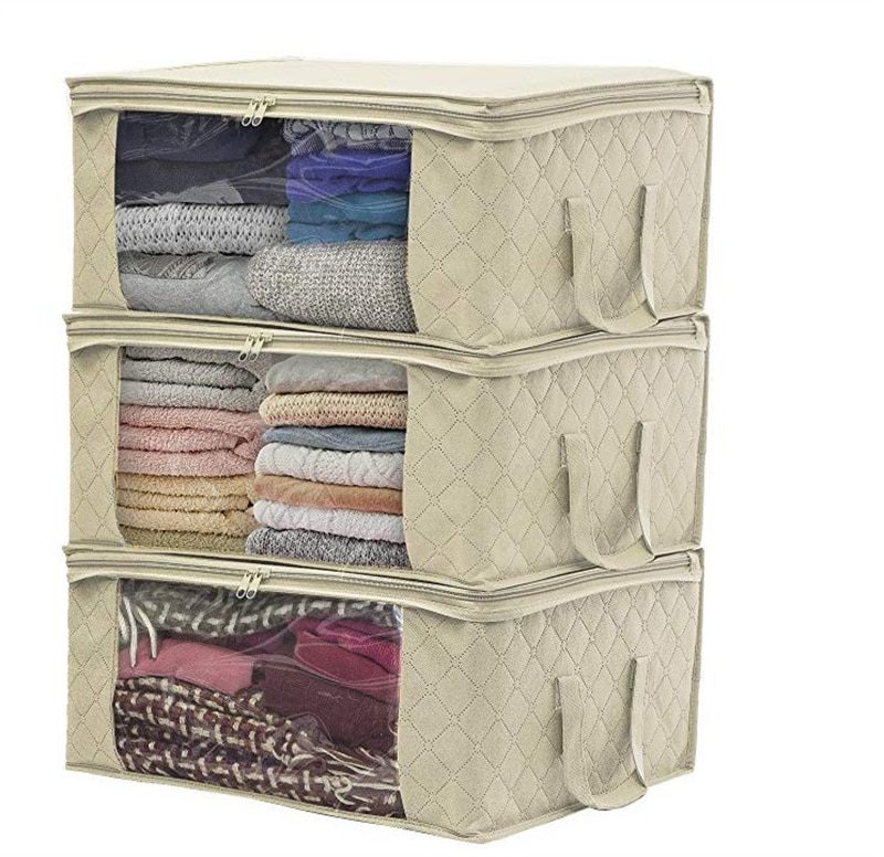 NEW Non-woven Wardrobe Storage Quilted Bag Clothing Finishing Box Dust-proof Folding Box Home Organization Clothes Underbed Hand