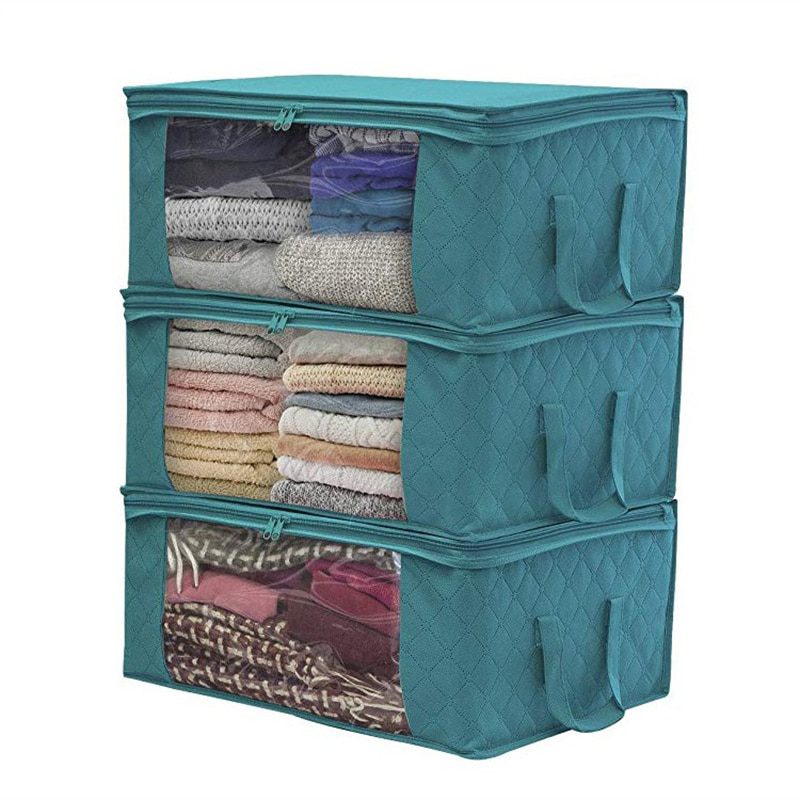 NEW Non-woven Wardrobe Storage Quilted Bag Clothing Finishing Box Dust-proof Folding Box Home Organization Clothes Underbed Hand