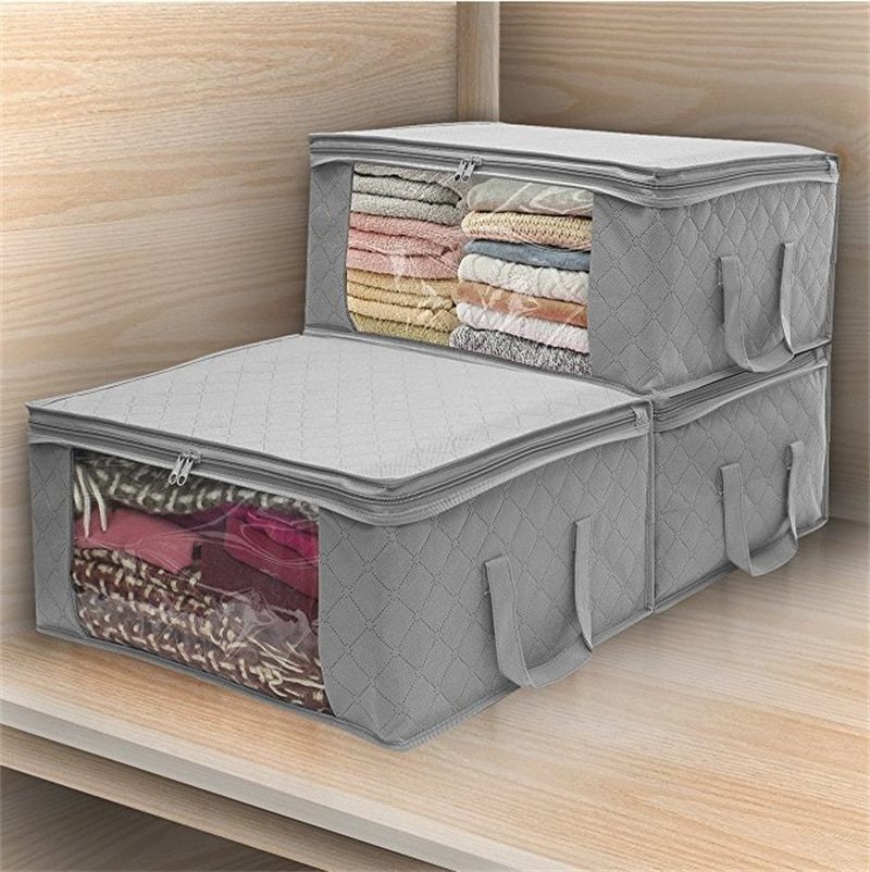 NEW Non-woven Wardrobe Storage Quilted Bag Clothing Finishing Box Dust-proof Folding Box Home Organization Clothes Underbed Hand