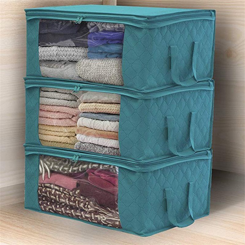 NEW Non-woven Wardrobe Storage Quilted Bag Clothing Finishing Box Dust-proof Folding Box Home Organization Clothes Underbed Hand