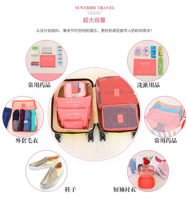 NEW Travel Bags 6pcs/set Waterproof Travel Organizer Bag Case Travel Storage Bag for Clothes Shoes Tidy Wardrobe Suitcase Organi