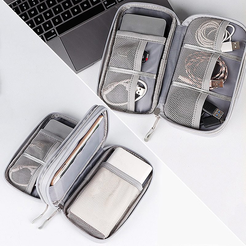 NEW Portable Power Bank Bag USB Gadgets Cables Wires Organizer Hard Disk Protection Storage Bag Sac de rangement en fil de fer