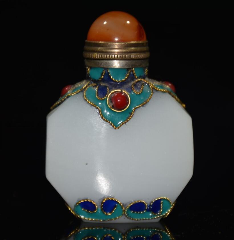 China Coloured glaze inlay cloisonne Snuff bottles crafts statue