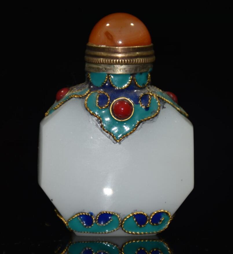 China Coloured glaze inlay cloisonne Snuff bottles crafts statue