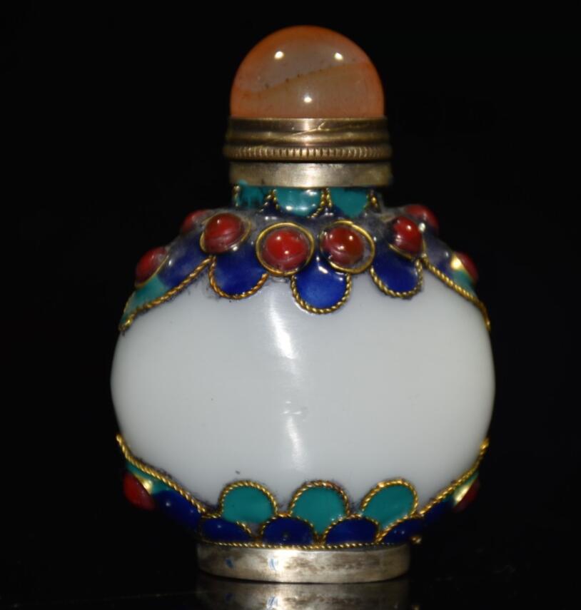 China Coloured glaze inlay cloisonne Snuff bottles crafts statue