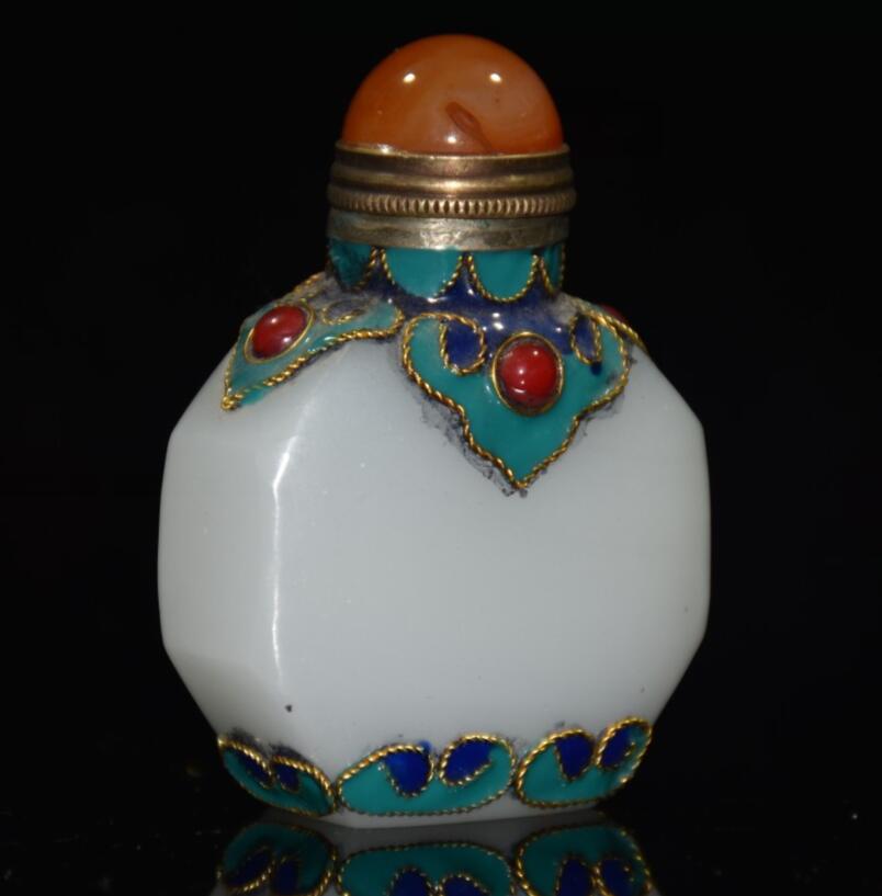 China Coloured glaze inlay cloisonne Snuff bottles crafts statue