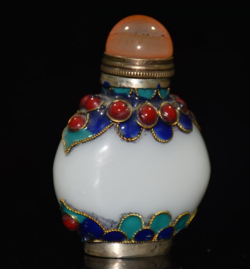 China Coloured glaze inlay cloisonne Snuff bottles crafts statue