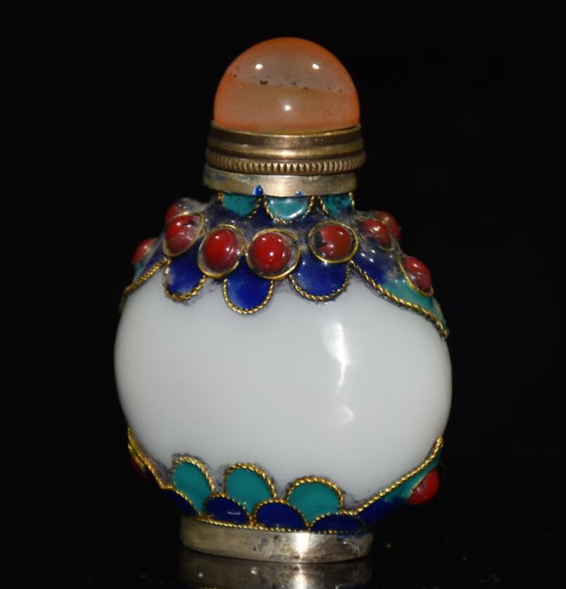 China Coloured glaze inlay cloisonne Snuff bottles crafts statue