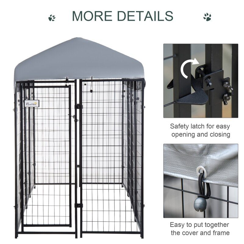 96" x 46" Outdoor Galvanized Metal Dog Kennel Playpen with UV and Water Resistant Tarp Cover