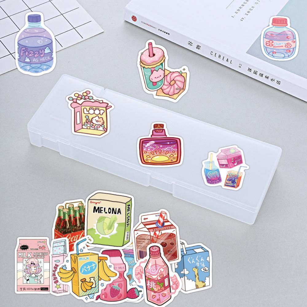 60pcs /pack Milk Fruit Jams Bottles Snack Stickers Sweet Beverage Cartoon Handbook Stickers