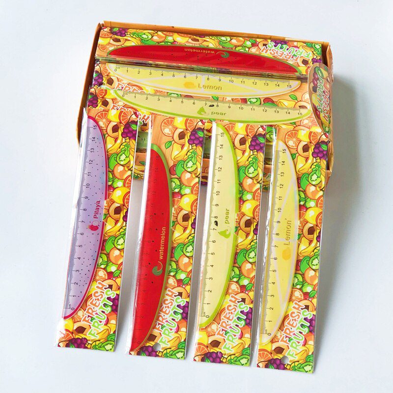 2 Pcs Fresh Fruit 15CM Plastic Straight Ruler Measure Study Drawing School Stationery