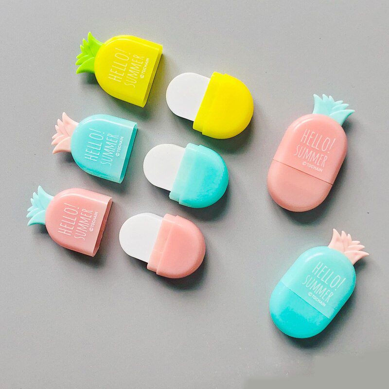 2 pcs Candy Pineapple Design Erasers Correction for Pencil School Student Stationery Kids Gift