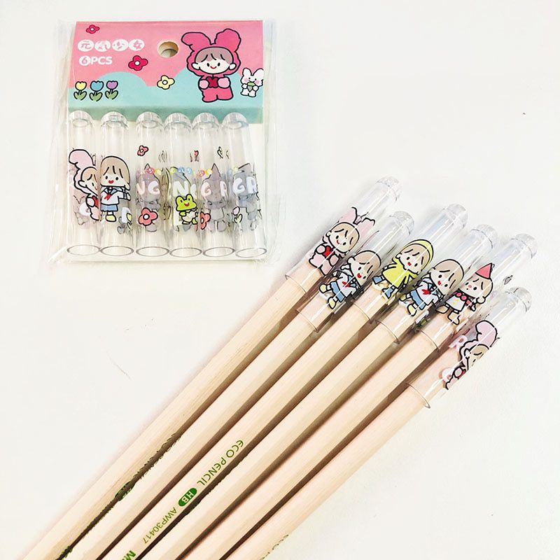 6 pcs/lot Girls Clear Cap Extenders for Wooden Pencils Pens Kids Pencil Protector Stationery