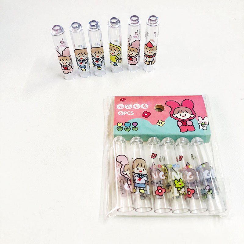 6 pcs/lot Girls Clear Cap Extenders for Wooden Pencils Pens Kids Pencil Protector Stationery