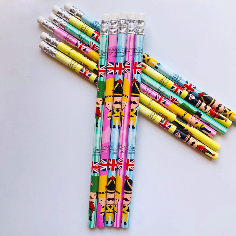 5X Cute London Soldiers HB Standard Wooden Pencil Student Stationery