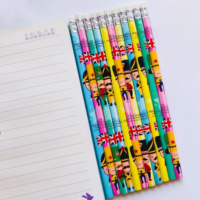 5X Cute London Soldiers HB Standard Wooden Pencil Student Stationery