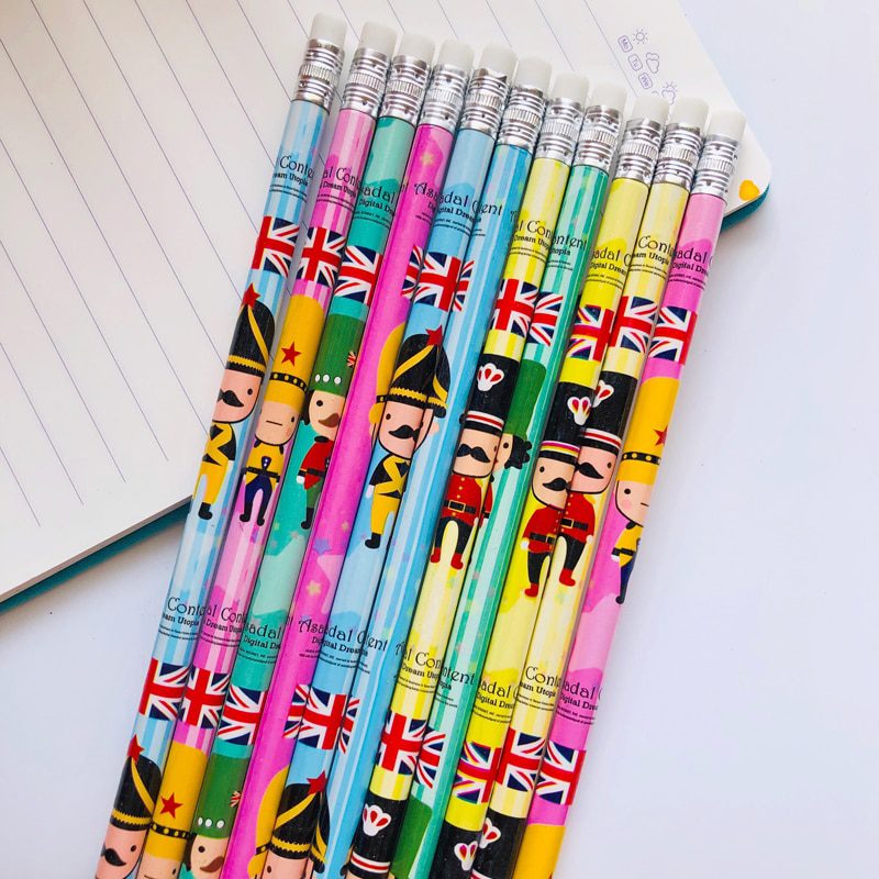 5X Cute London Soldiers HB Standard Wooden Pencil Student Stationery