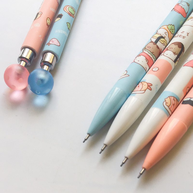 3X Cute Sushi Family Press Automatic Mechanical Pencil With Eraser School Office Supply Student Stationery