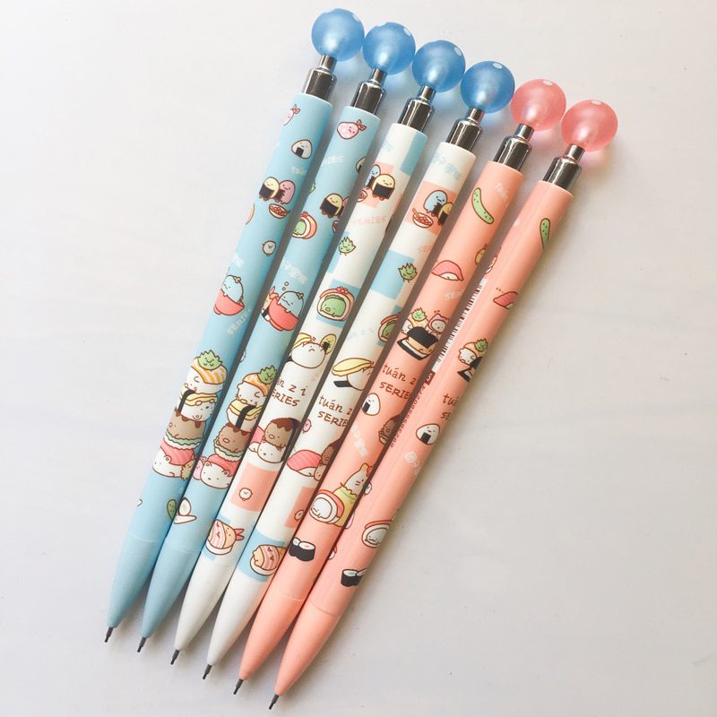 3X Cute Sushi Family Press Automatic Mechanical Pencil With Eraser School Office Supply Student Stationery