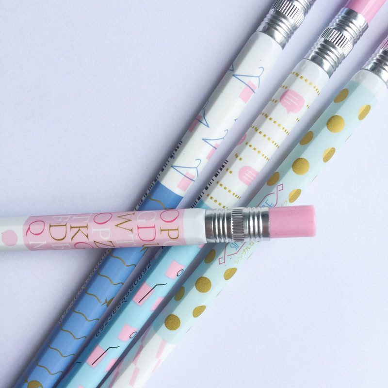 3X Fresh Pastel Dots Wave Striped Press Automatic Mechanical Pencils School Office Supply Stationery 2.0mm