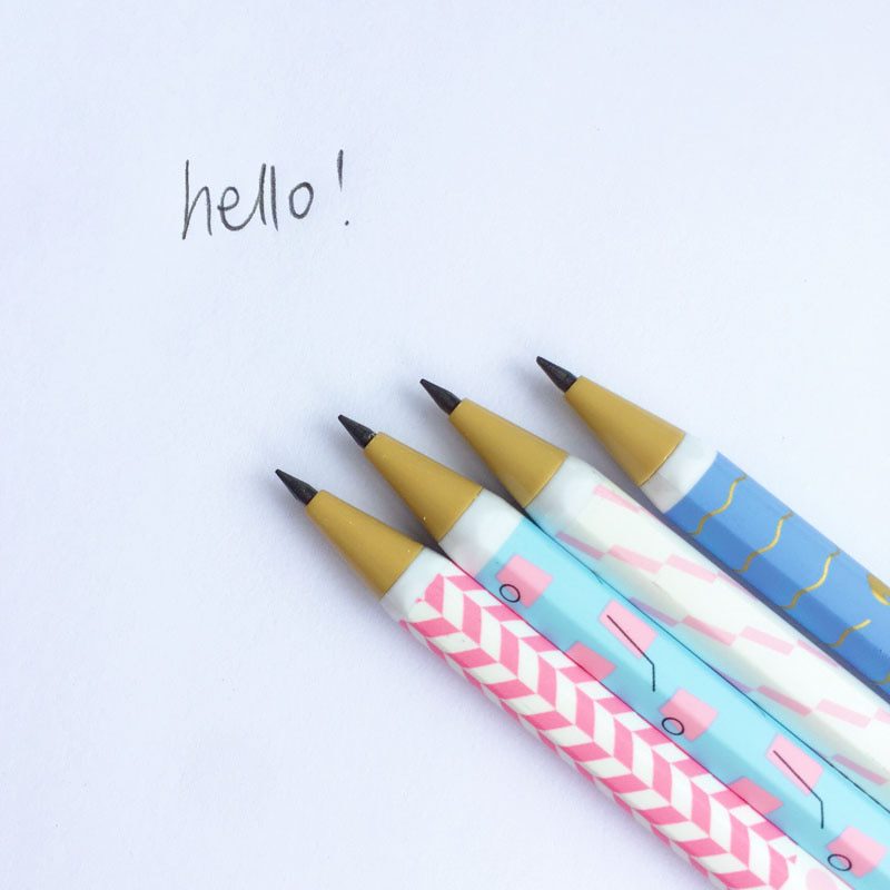 3X Fresh Pastel Dots Wave Striped Press Automatic Mechanical Pencils School Office Supply Stationery 2.0mm