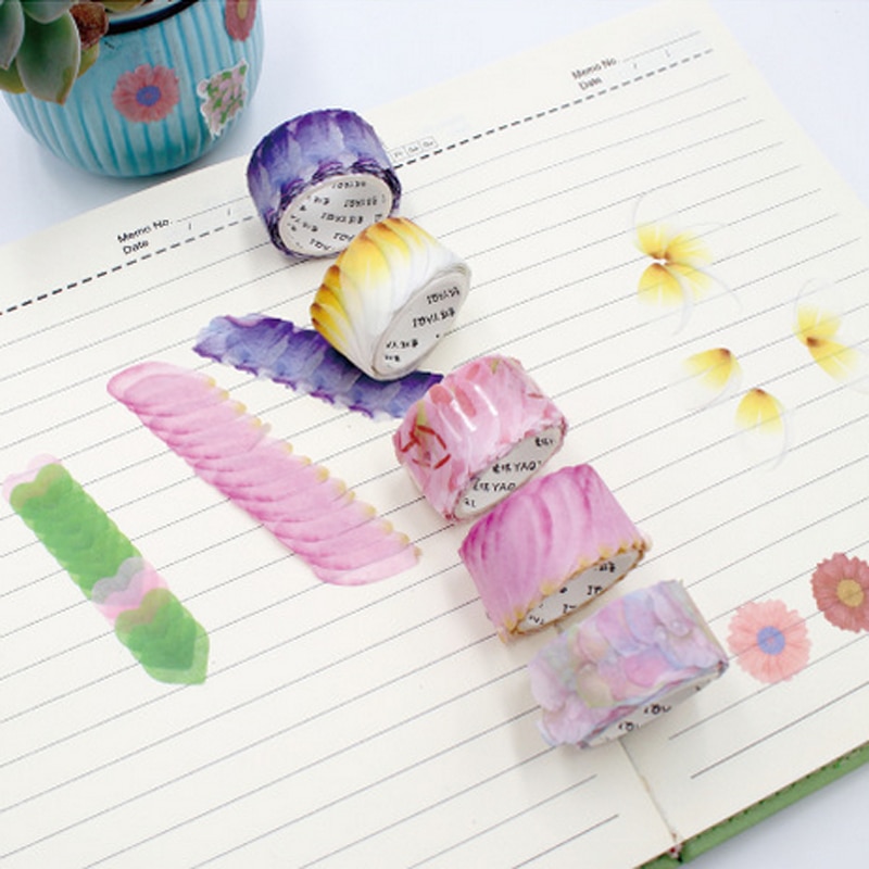 Colorful Flower Petals Journal DIY Tearable Tape Decorative stickers