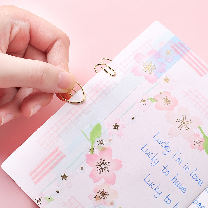 1 Roll March Sakura Hollowed Out Paper Tape +Clip Set Notebook Decoration