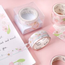 1 Roll March Sakura Hollowed Out Paper Tape +Clip Set Notebook Decoration - Image 3