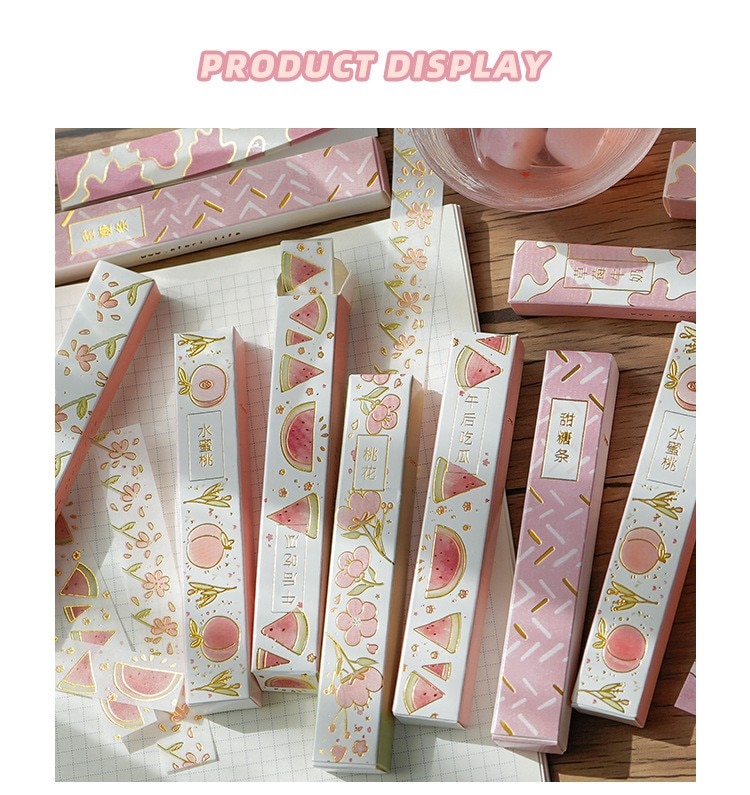 20 Sheets /Box Long Golden Bling Peach Strawberry Feather DIY Decorative Tape Stickers Material Paper