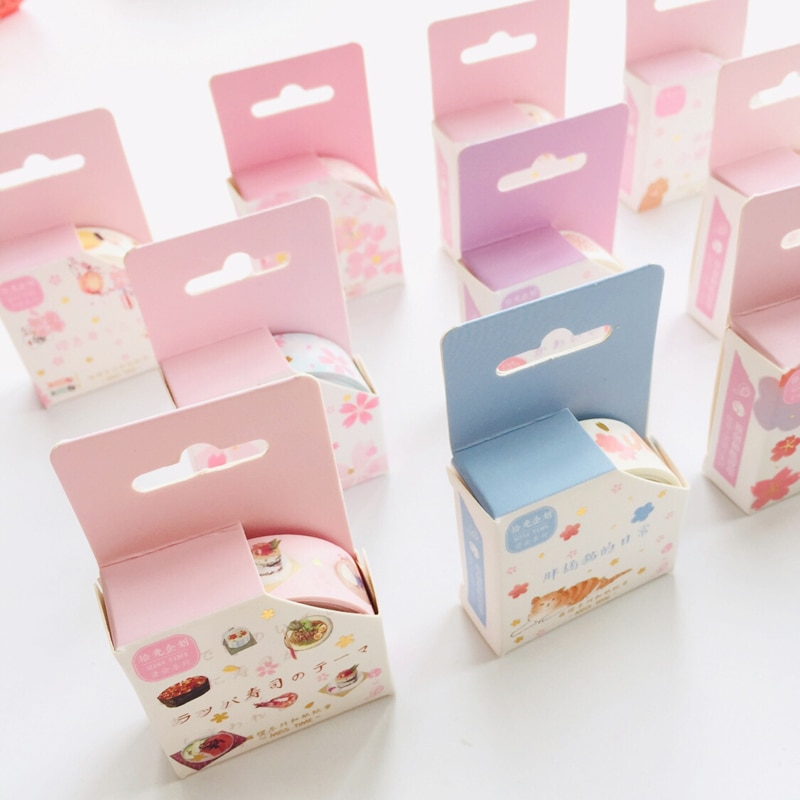 1.5cm*5m Spring Sakura Cats Masking Tape Album Scrapbooking Decor Paper Washi Tape Stick Label