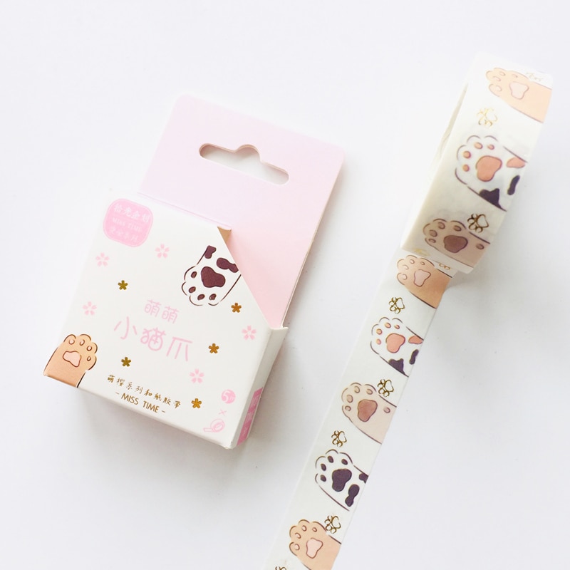 1.5cm*5m Spring Sakura Cats Masking Tape Album Scrapbooking Decor Paper Washi Tape Stick Label