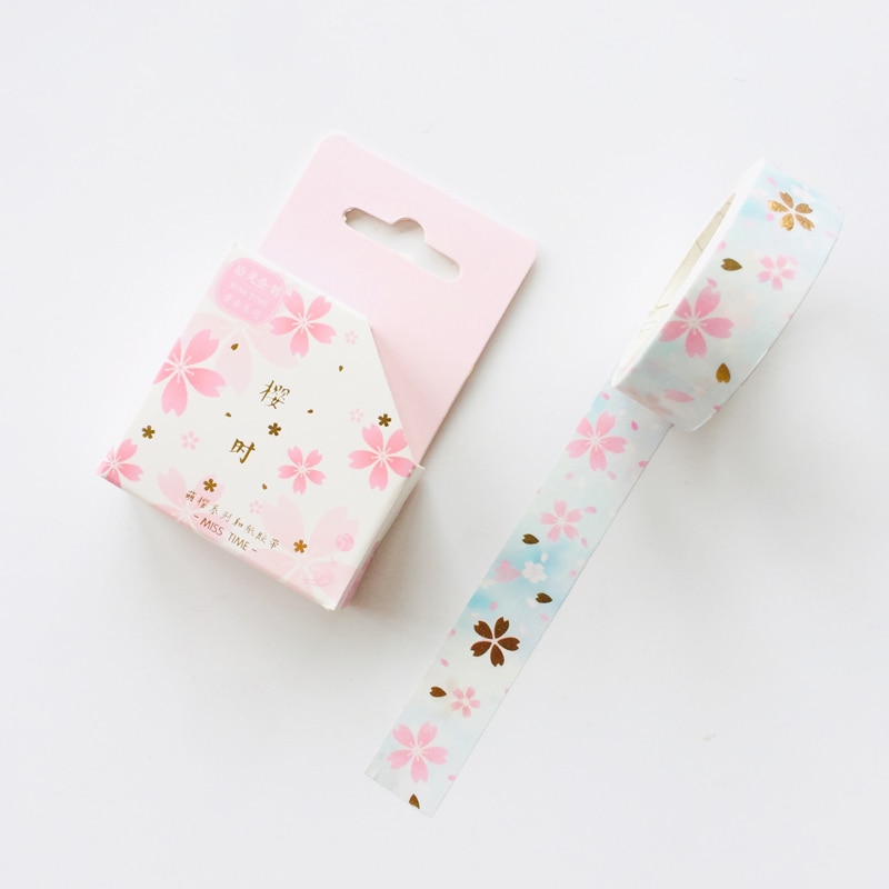 1.5cm*5m Spring Sakura Cats Masking Tape Album Scrapbooking Decor Paper Washi Tape Stick Label