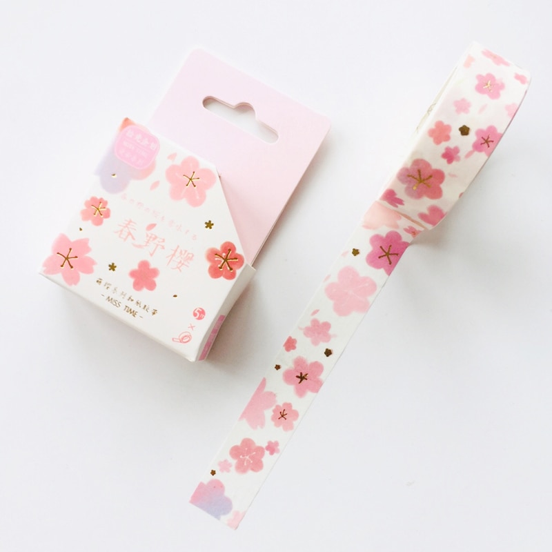 1.5cm*5m Spring Sakura Cats Masking Tape Album Scrapbooking Decor Paper Washi Tape Stick Label