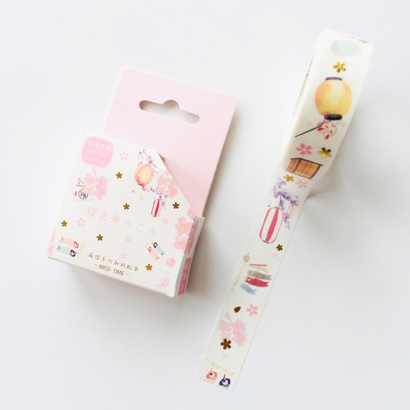 1.5cm*5m Spring Sakura Cats Masking Tape Album Scrapbooking Decor Paper Washi Tape Stick Label