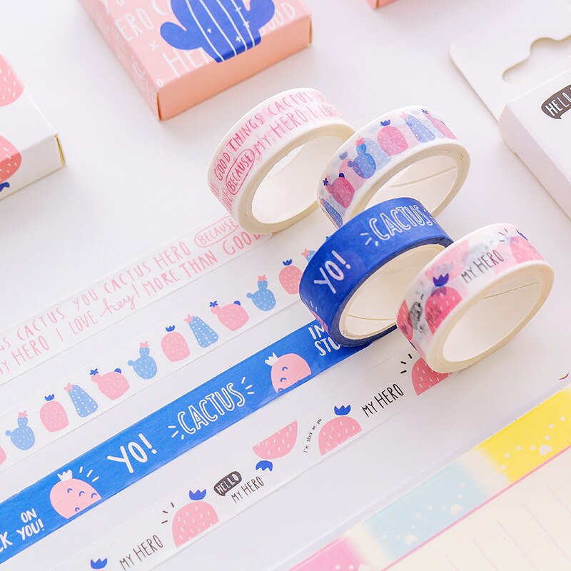 1.5cm*5m Kawaii Creative Cartoon Dog Cactus Masking Tape Album Scrapbooking Decor Washi Tape Stick Label