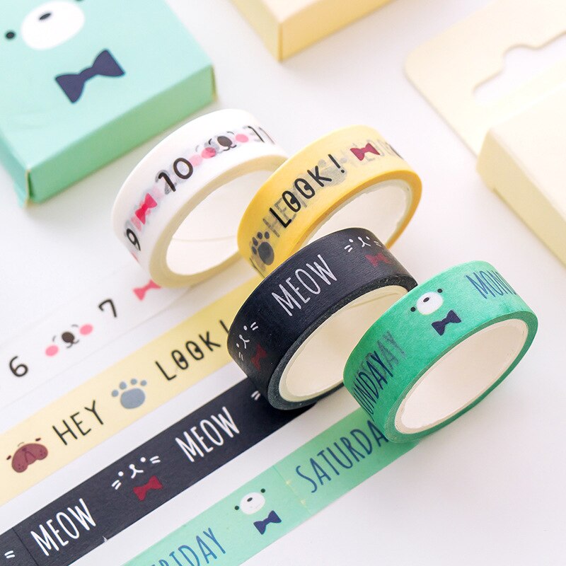 1.5cm*5m Kawaii Creative Cartoon Dog Cactus Masking Tape Album Scrapbooking Decor Washi Tape Stick Label