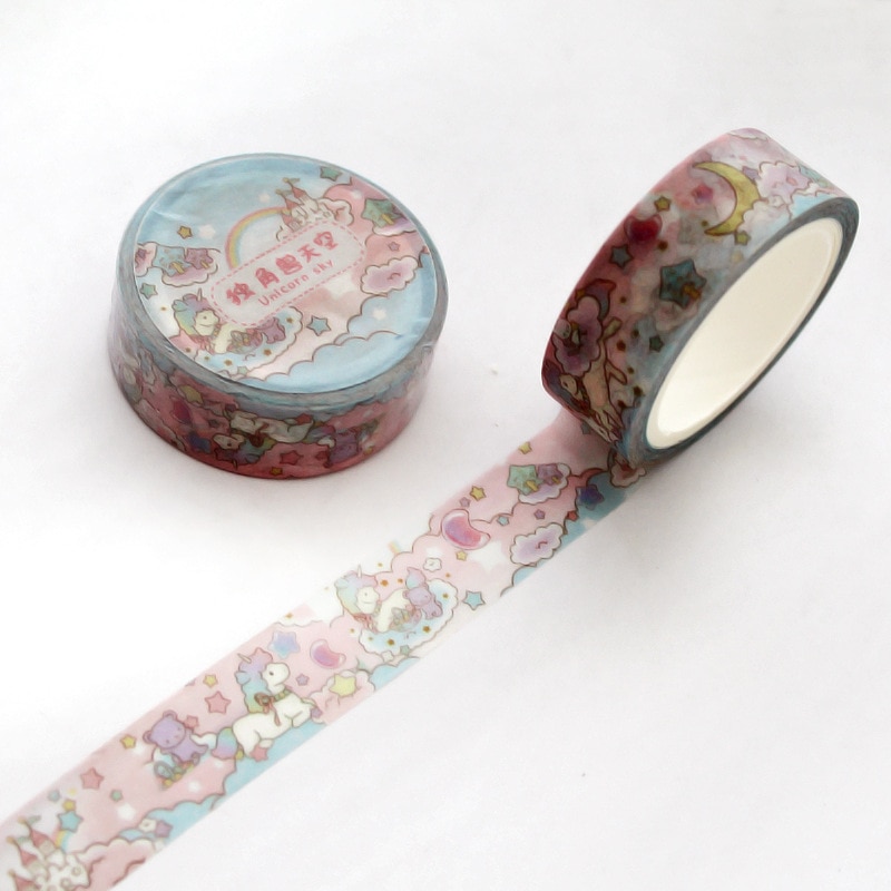 1.5 cm Wide Lovely Pink Unicorn Sky Washi Tape Adhesive Tape DIY Scrapbooking Sticker Label Masking Tape