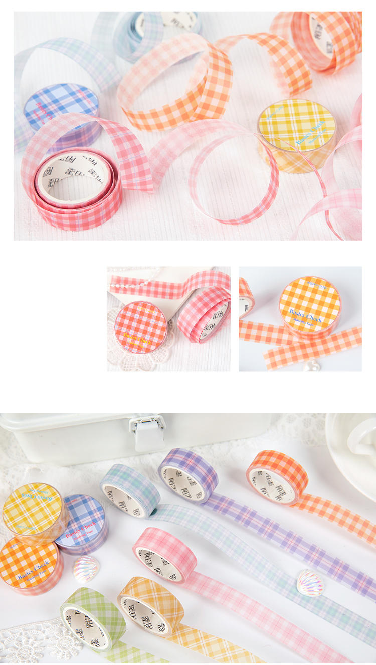 3 Meters Candy Simple Grids Wahi Paper Masking Tape Album Notebook Craft Decor