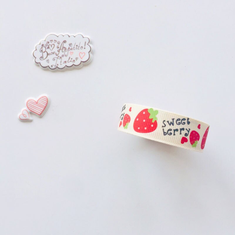 1PC Sweet Strawberry Tower Hearts DIY Decorative Fabric Washi Tape Masking Tape Stickers Stick Label Book Computer Decor