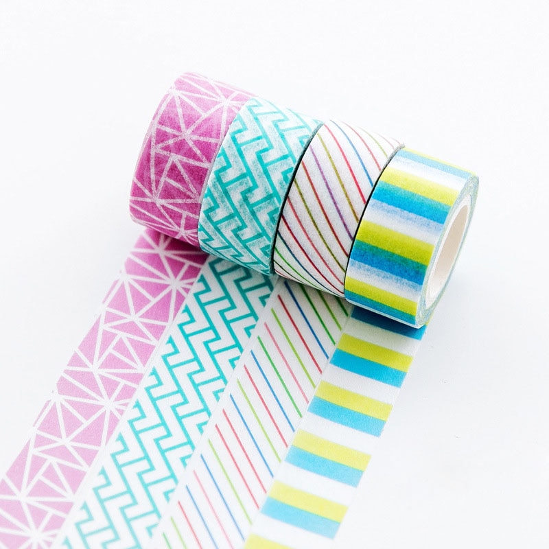 4pcs/ Pack Mni Rainbow Color Washi Masking Tape DIY Scrapbooking Sticker Decorative Stick Label