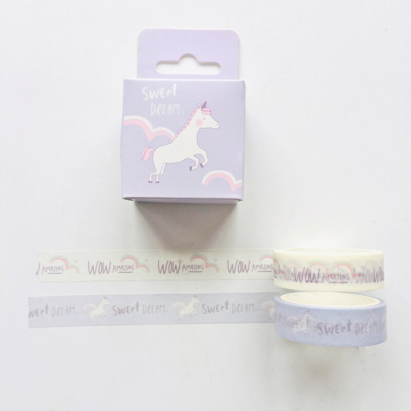 2pcs/Box Sweet Unicorn Masking Tape Album Scrapbooking Decor Washi Tape School Supply Stationery